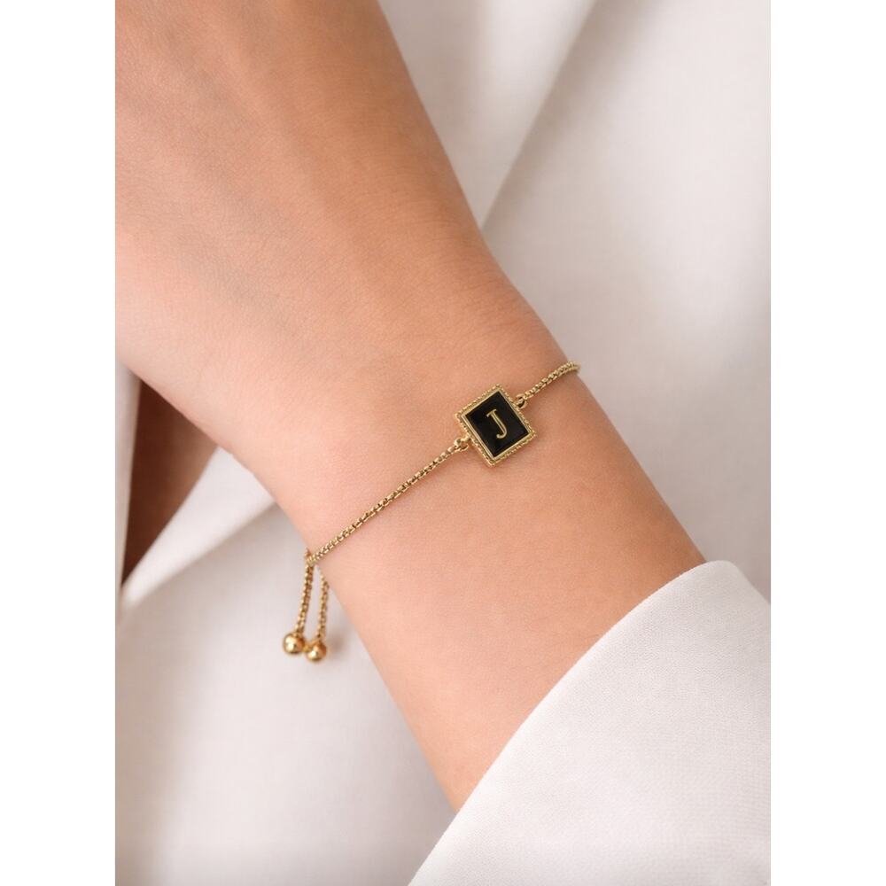 Stainless Steel Gold Inital Letter J Bracelet New